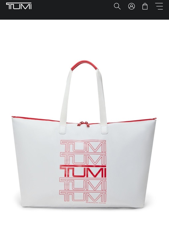 Tumi Handbags - Tumi White Tote with Red Logo and Trim